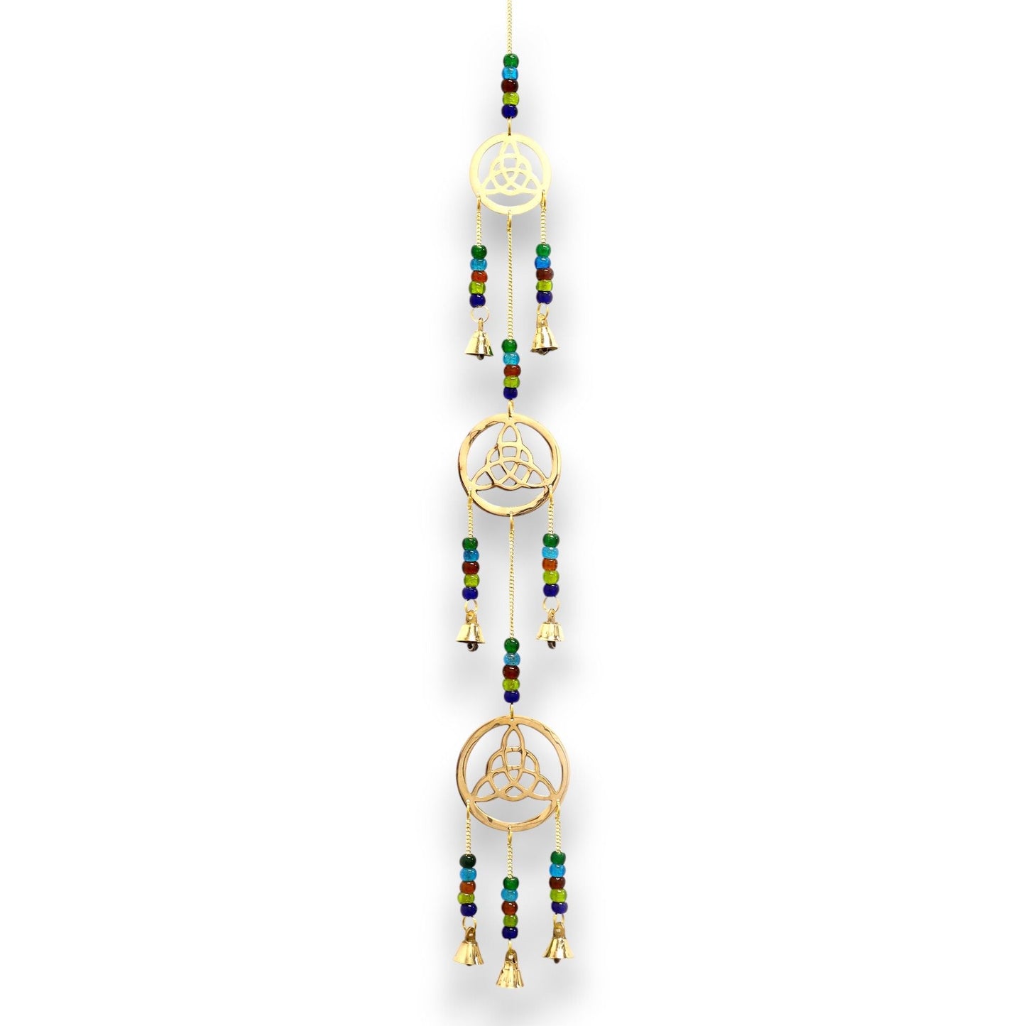 Polished Indian Chimes - Brass Celtic Drop - 7 Bells featuring natural patterning and unique variations - Luna Panther