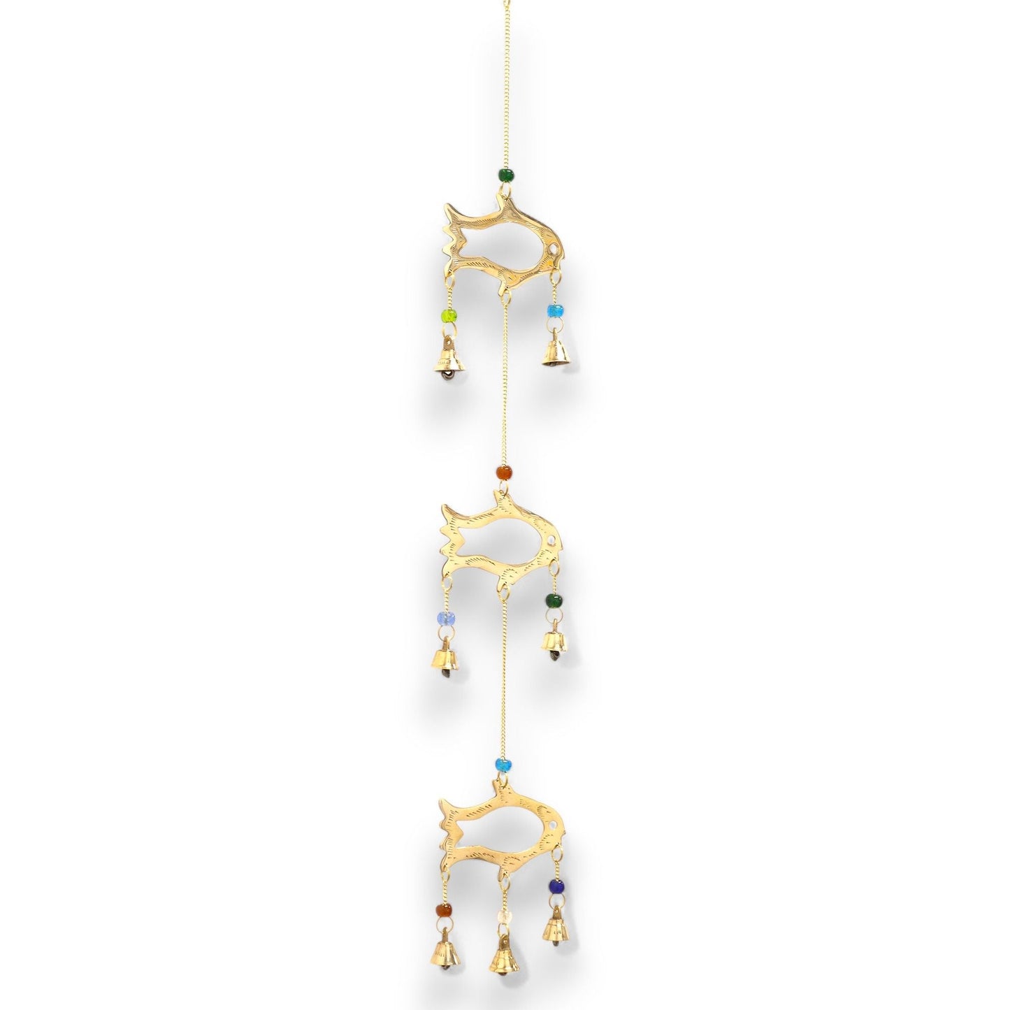 Polished Indian Chimes - Fish Drop - 7 Bells featuring natural patterning and unique variations - Luna Panther
