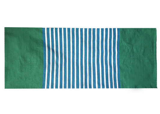 Polished Indian Cotton Rug - 70x170cm - Blue/ Green featuring natural patterning and unique variations - Luna Panther