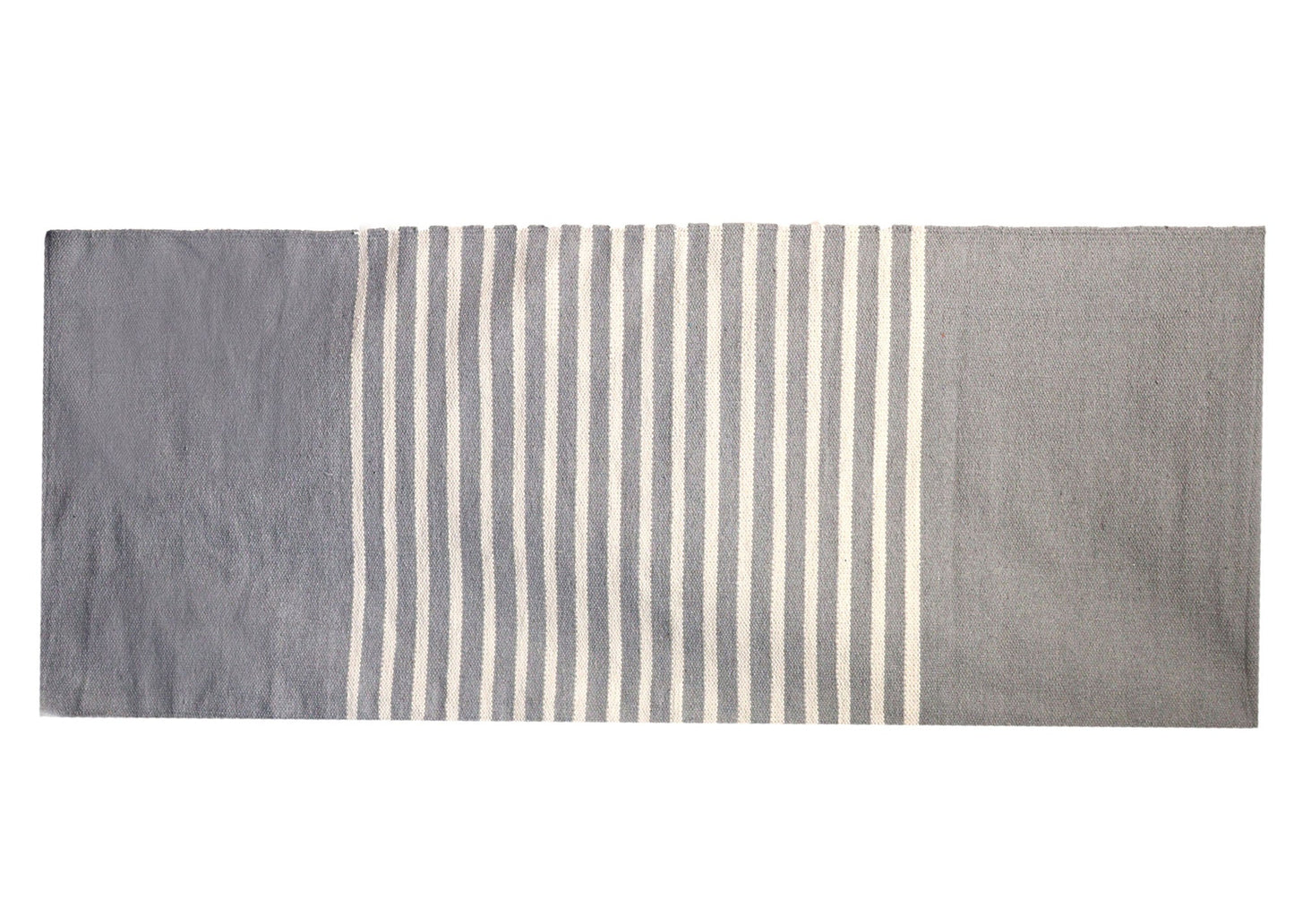 Polished Indian Cotton Rug - 70x170cm - Grey featuring natural patterning and unique variations - Luna Panther