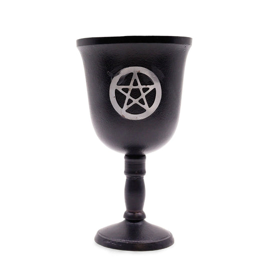 Polished Iron Ritual Goblet - Pentagon - 20x11cm featuring natural patterning and unique variations - Luna Panther