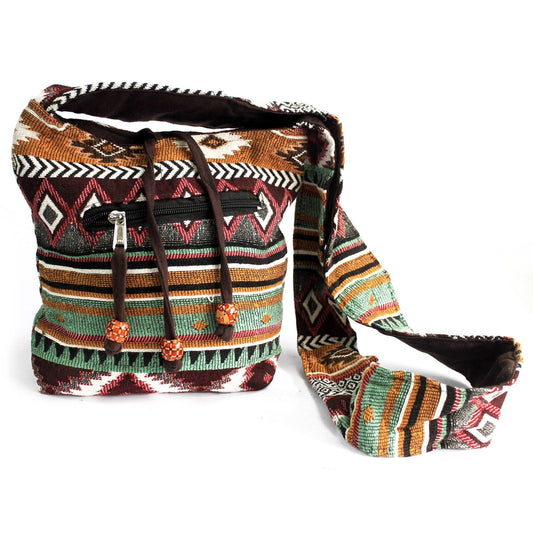 Polished Jacquard Bag - Chocolate Sling Bag featuring natural patterning and unique variations - Luna Panther