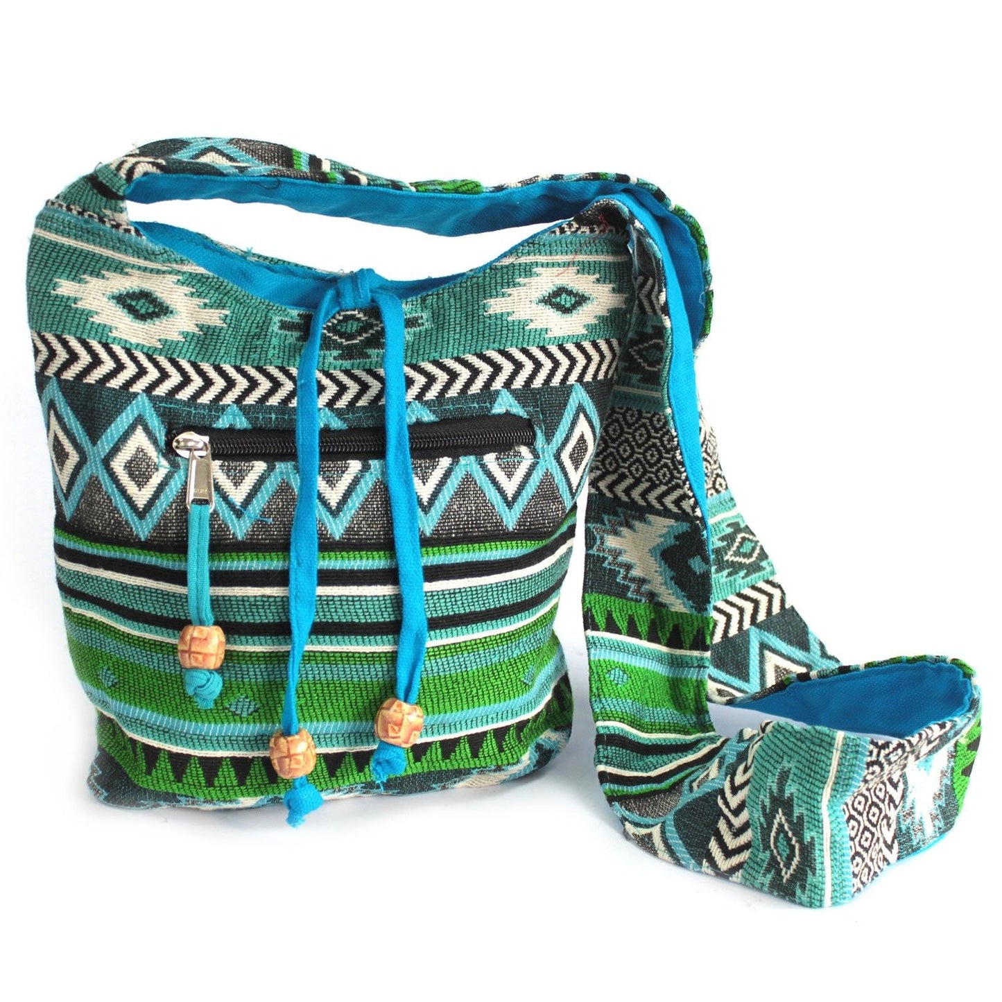 Polished Jacquard Bag - Teal Sling Bag featuring natural patterning and unique variations - Luna Panther