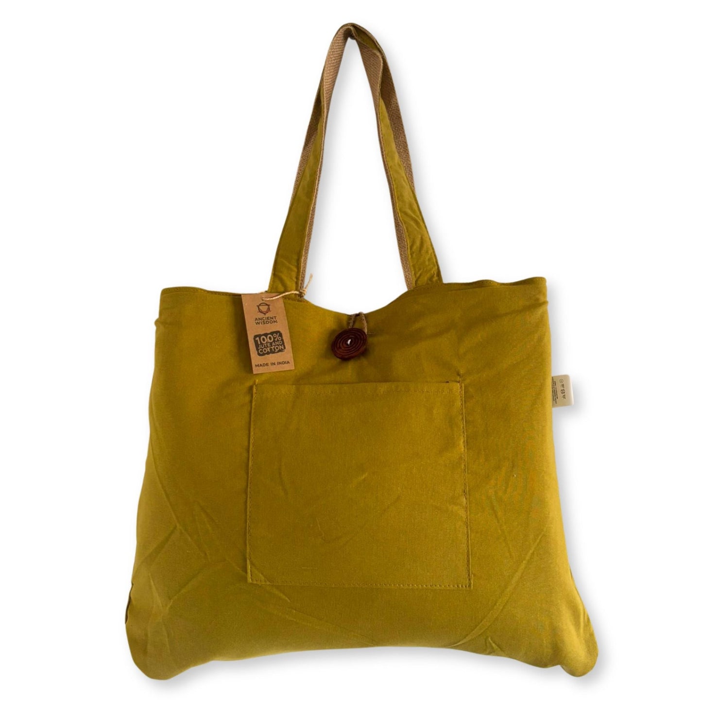 Polished Jute & Cotton Reversible Big Bag - Pistachio featuring natural patterning and unique variations - Luna Panther