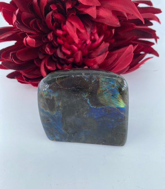 Polished Labradorite Free Form 141grams featuring blue flash and iridescent shimmer - Luna Panther