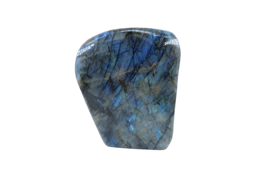 Polished Labradorite Freeform 1417G featuring blue flash and iridescent shimmer - Luna Panther alternate view