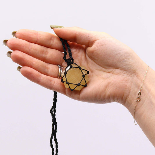 Laced Gemstone Hexagon Pendant - Yellow Quartz - Luna Panther alternate view