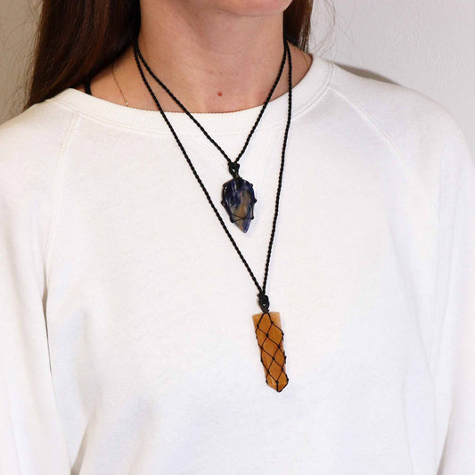 Laced Gemstone Teardrop Pendant - Sodalite - Luna Panther