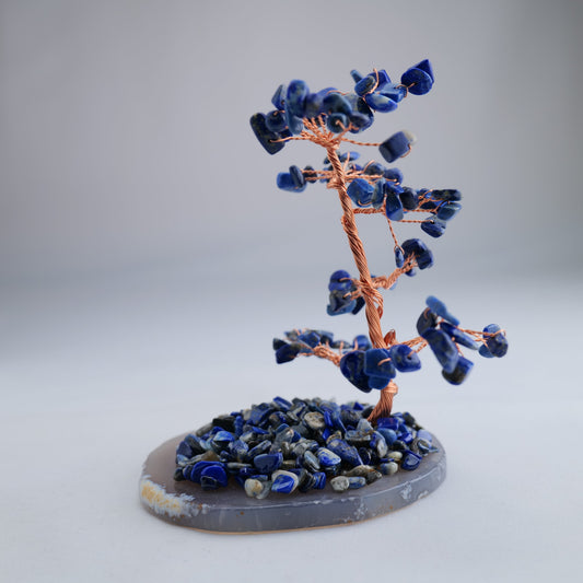 Lapis Lazuli Gemstone Tree on Agate Base 186g - Luna Panther alternate view