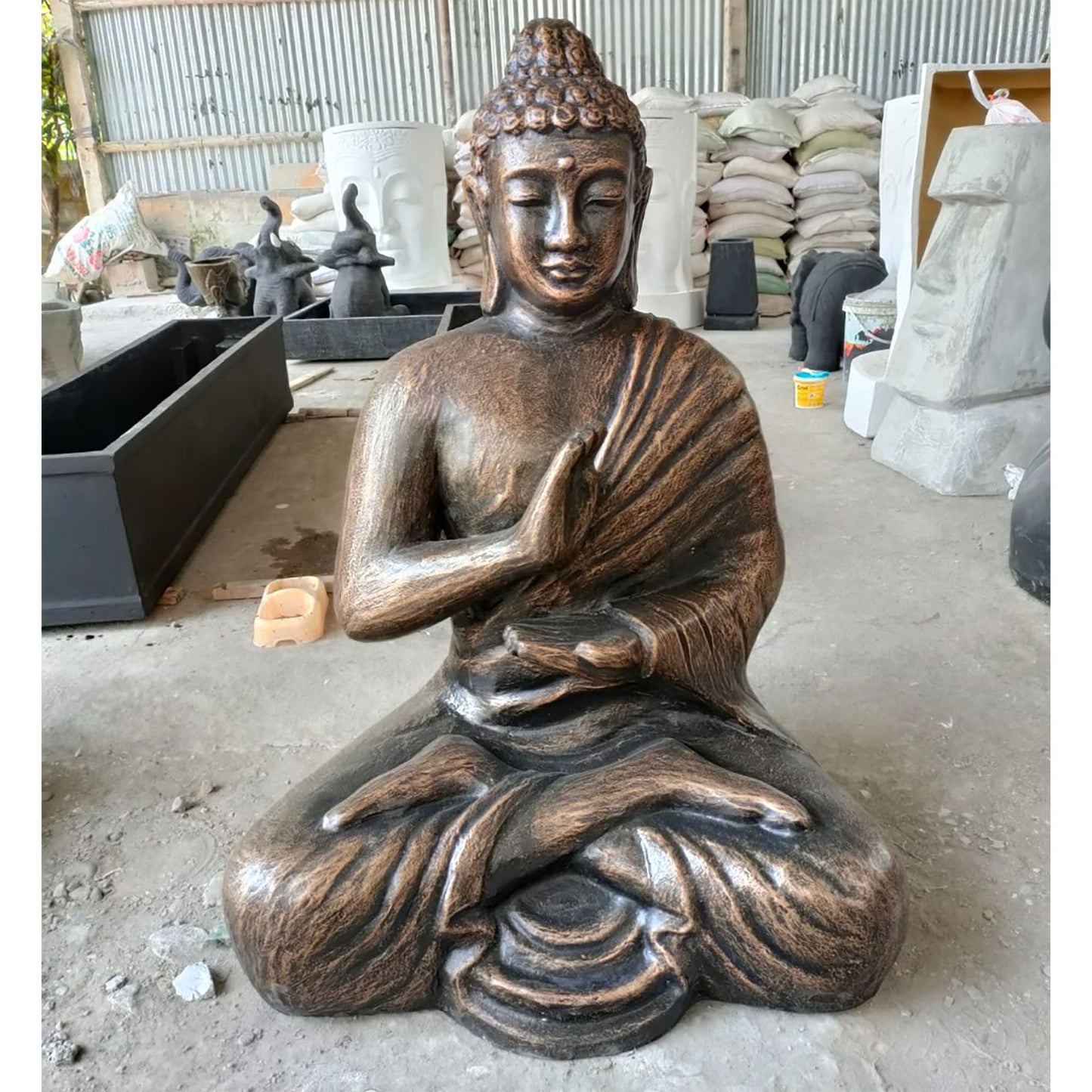 Polished Large Antique Gold Buddha Meditation in Stupa - 1.5m featuring natural patterning and unique variations - Luna Panther
