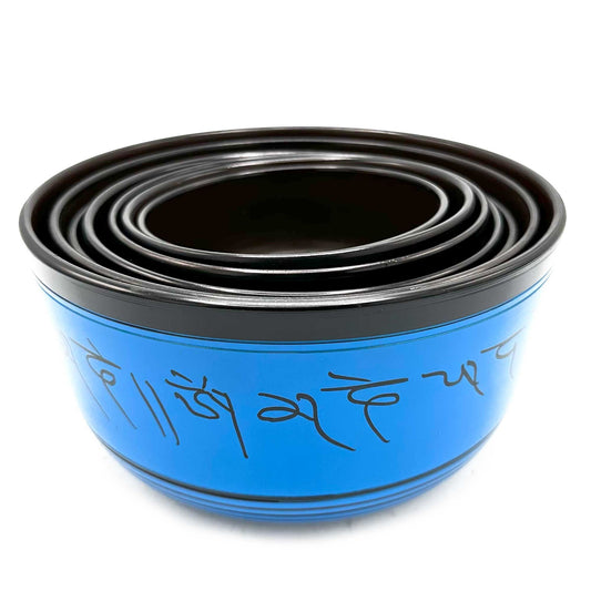 Polished Large Chakra Set of Seven Singing Bowls (19.5-35cm) featuring natural patterning and unique variations - Luna Panther