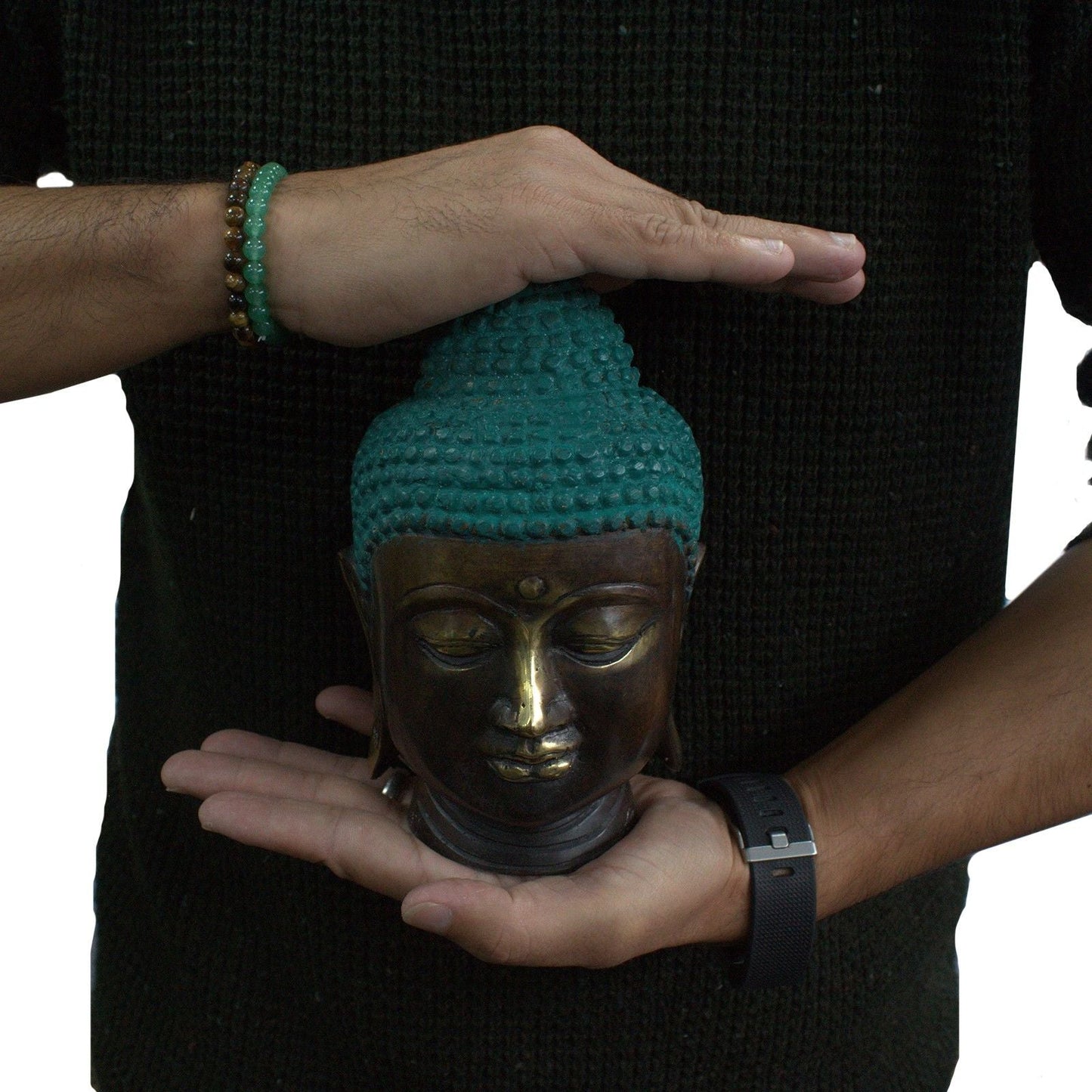 Large Classic Brass Buddha Head - Luna Panther