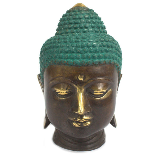 Large Classic Brass Buddha Head - Luna Panther alternate view