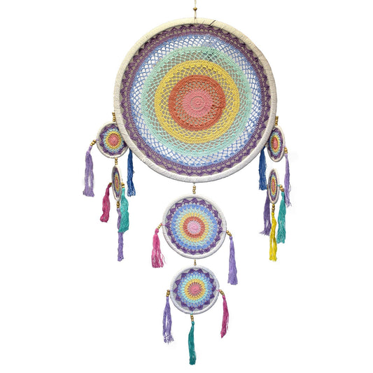 Polished Large Dreamcatcher (55cm) - Pastel Rainbow featuring natural patterning and unique variations - Luna Panther