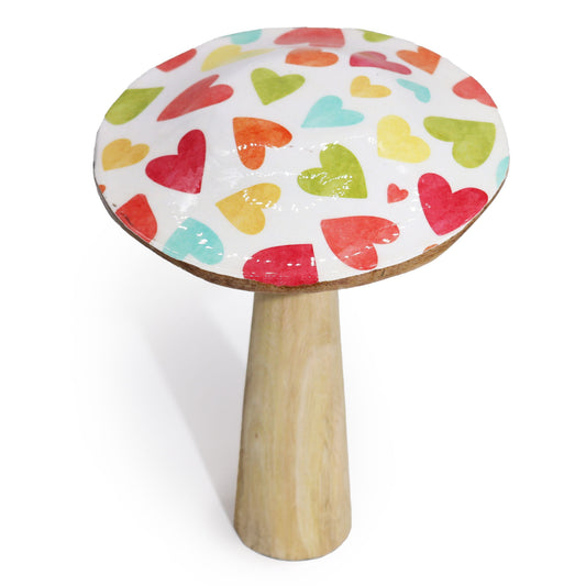 Large Enamelled Mushroom - 20cm - Pastel Hearts - Luna Panther