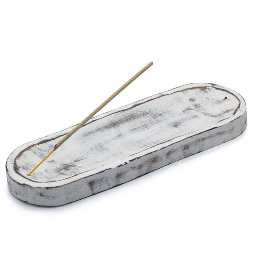Large Incense Tray 30x10cm - Classic Whitewash - Luna Panther