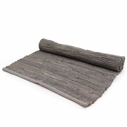 Large Indian Handloom Cotton Rug - Chacoal - Luna Panther