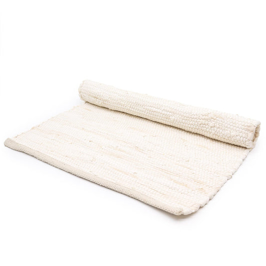 Large Indian Handloom Cotton Rug - Cream - Luna Panther