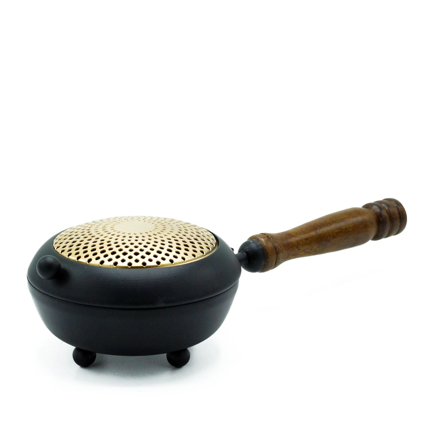 Polished Large Iron Censer Incense Burner - Gold detail featuring natural patterning and unique variations - Luna Panther
