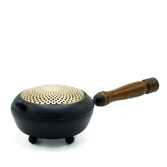 Polished Large Iron Censer Incense Burner - Gold detail featuring natural patterning and unique variations - Luna Panther
