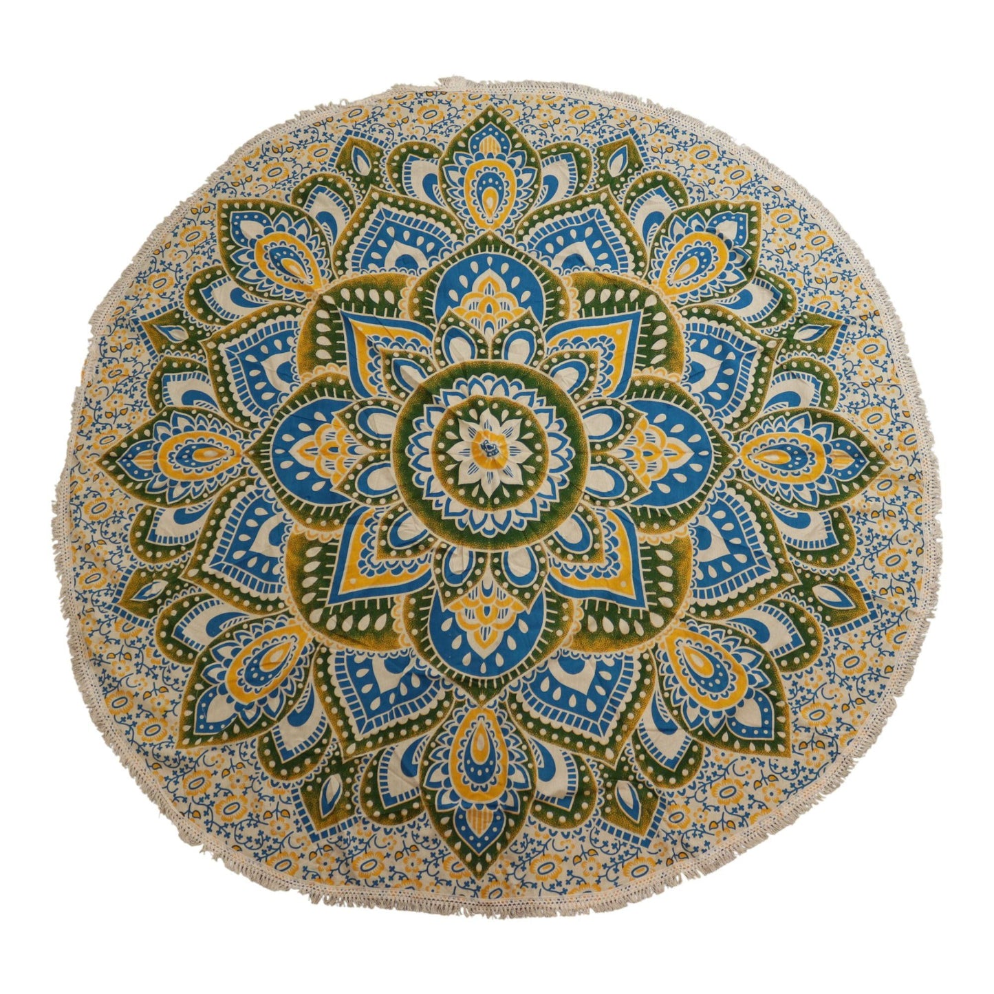 Large Mandala Roundy Art (180cm) - Yellow & Blue - Luna Panther