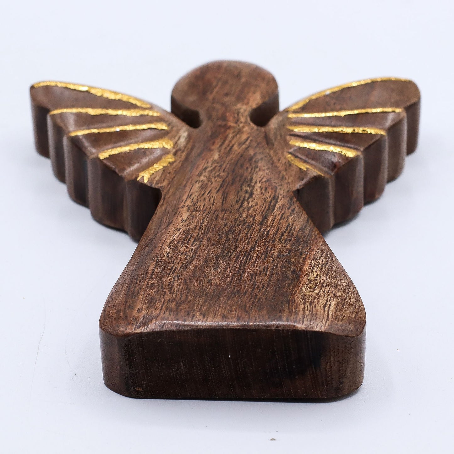 Large Mango Wood Angel – Gold Decor — sculptures & statues, image 8 of 8.