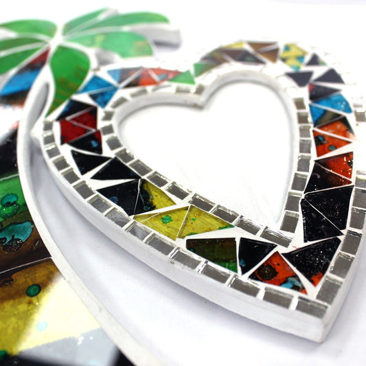 Large mosaic coconut double picture frame with natural textured finish