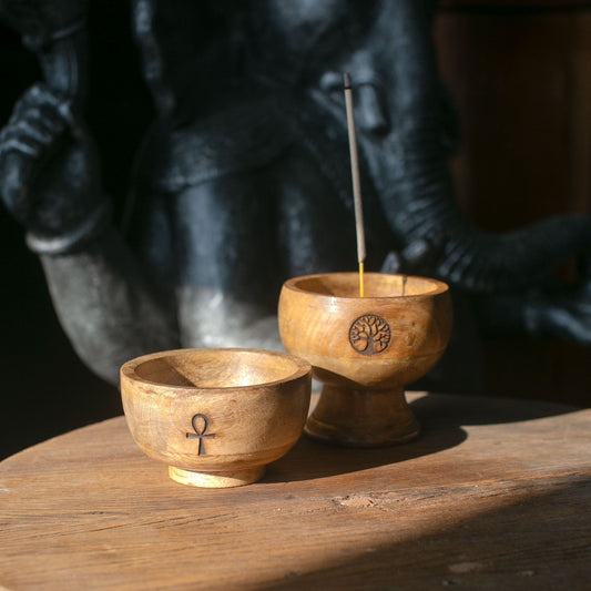 Large Ritual Bowl Incense Cone Holder 11x6cm - Om - Luna Panther