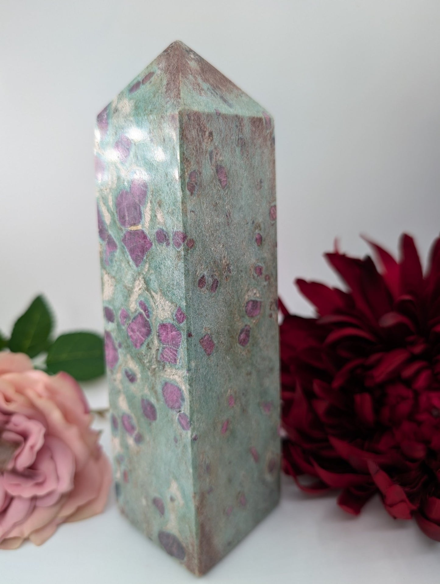 Polished Large Ruby Fuchsite Tower 1150g featuring natural patterning and unique variations - Luna Panther