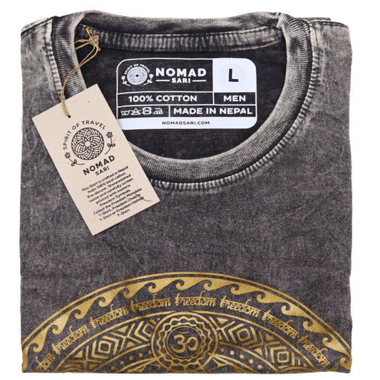 Polished Large Stone Washed T-Shirt - Chakra - Dark Grey featuring natural patterning and unique variations - Luna Panther