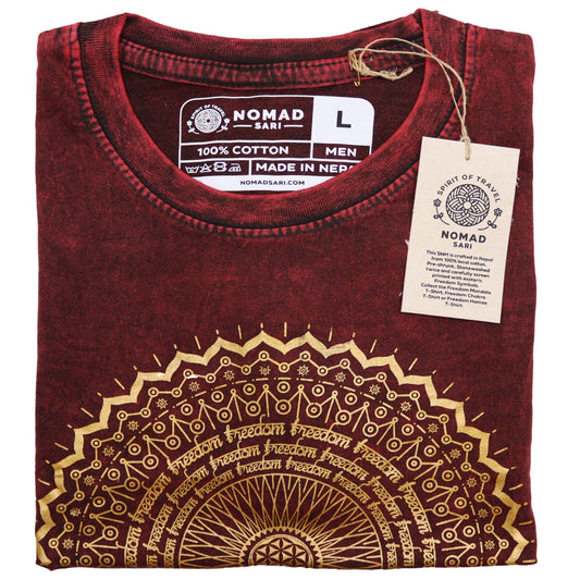 Polished Large Stone Washed T-Shirt - Mandala - Maroon featuring natural patterning and unique variations - Luna Panther