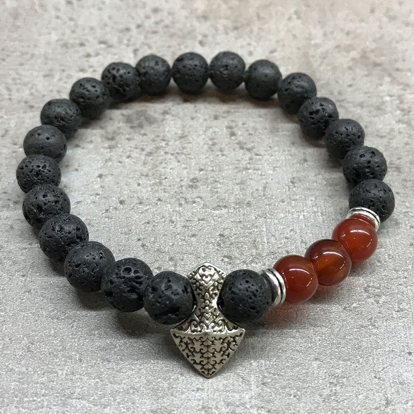 Lava Stone Bracelet - Axe - head Carnelian - Luna Panther