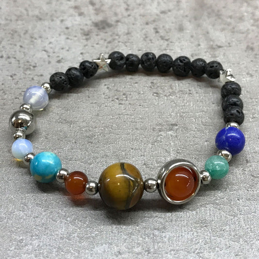 Lava Stone Bracelet - Silver Solar System - Luna Panther alternate view