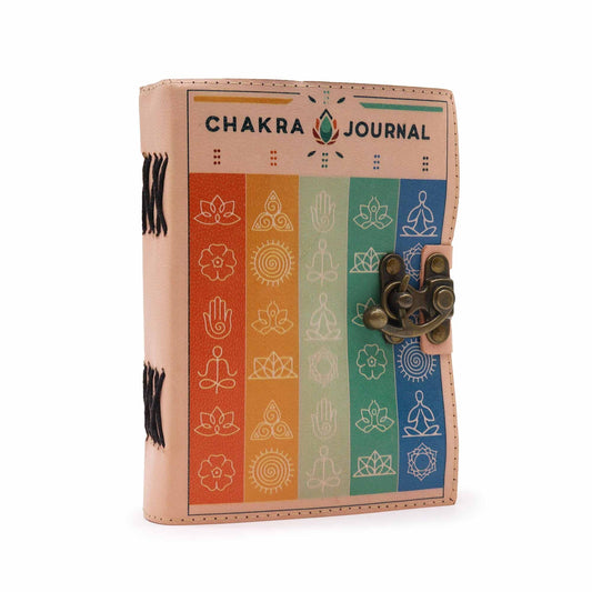 Leather Seven Chakra Colours Deckle - edge Notebook - Luna Panther