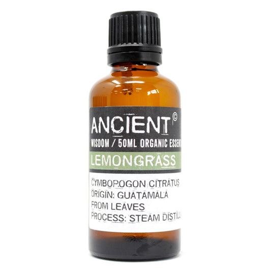 Polished Lemongrass Organic Essential Oil 50ml featuring natural patterning and unique variations - Luna Panther