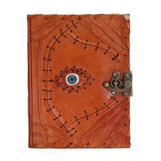 Light Brown Tan Book - Evil Eye Decor - 160 Deckle Edges Pages - 20x15cm - Luna Panther alternate view