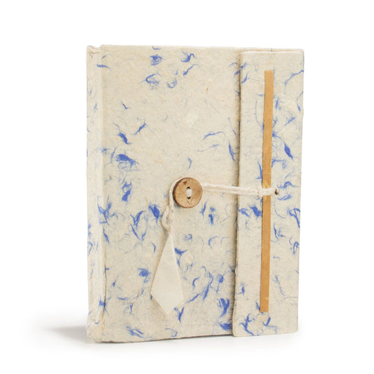 Lokta Mixed Blue Cotton Notebook - Medium (15x12cm) - 45 Leaves - Luna Panther