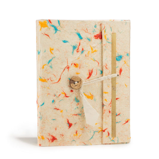 Lokta Mixed Colour Cotton Notebook - Medium (15x12cm) - 45 Leaves - Luna Panther