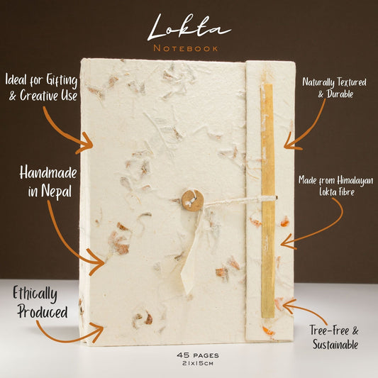 Lokta Mixed Flowers Notebook - Large (21x15cm) - 45 Leaves - Includes Bookmark - Luna Panther alternate view