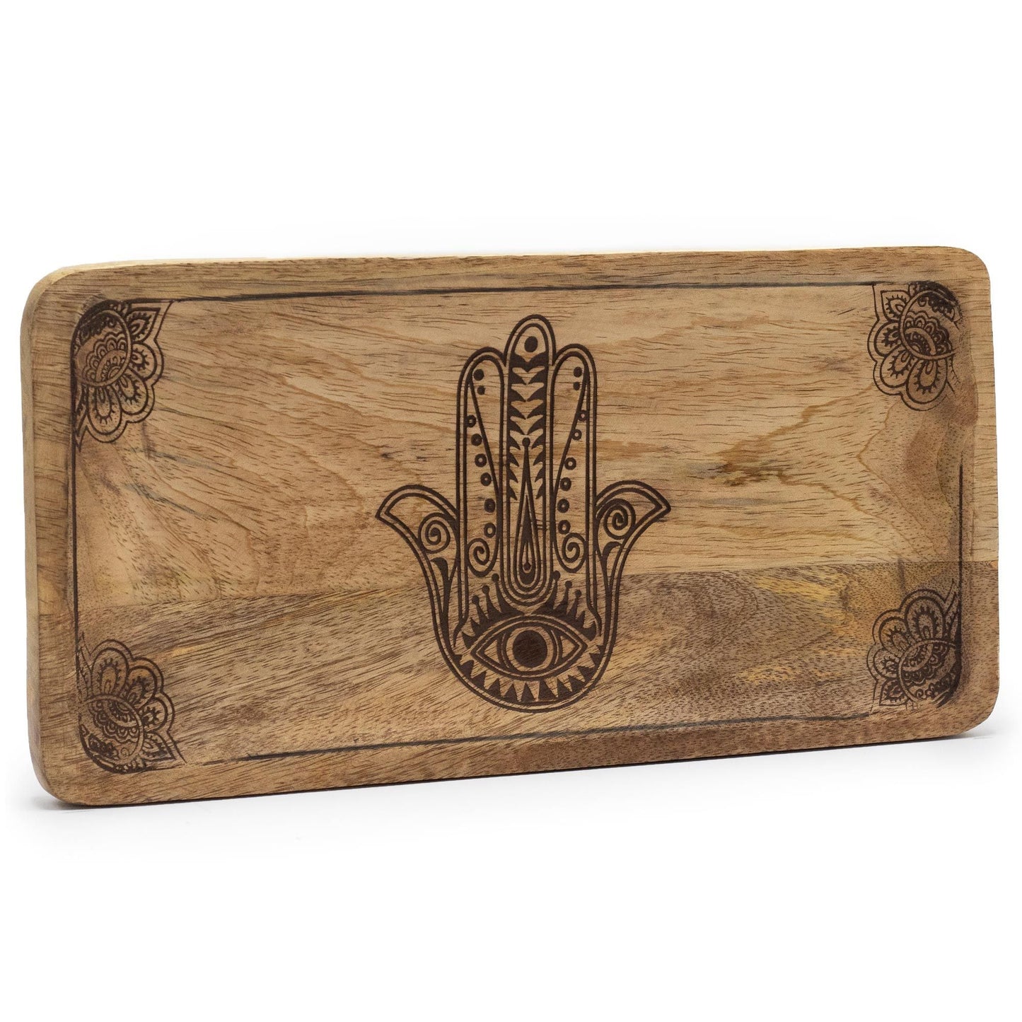 Long Tray 30x15x2.5cm - Hamsa Design Black Engraved - Luna Panther