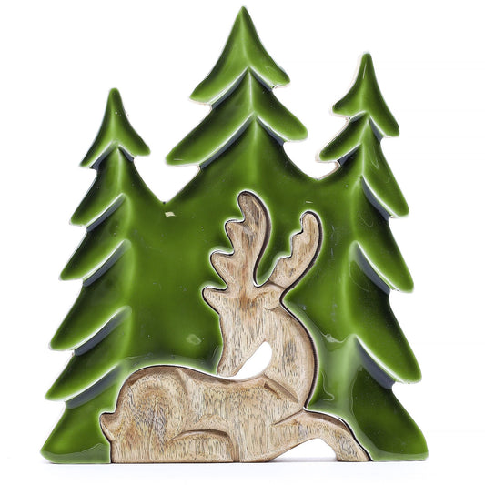 Lost in the Forest - Stag in the Forest 3D Wooden Decoration - 23x20cm - Luna Panther alternate view