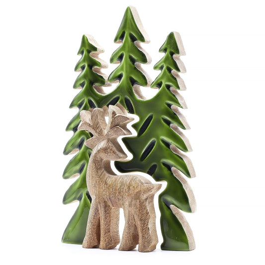 Lost in the Forest - Stag in the Forest 3D Wooden Decoration - 25x15cm - Luna Panther