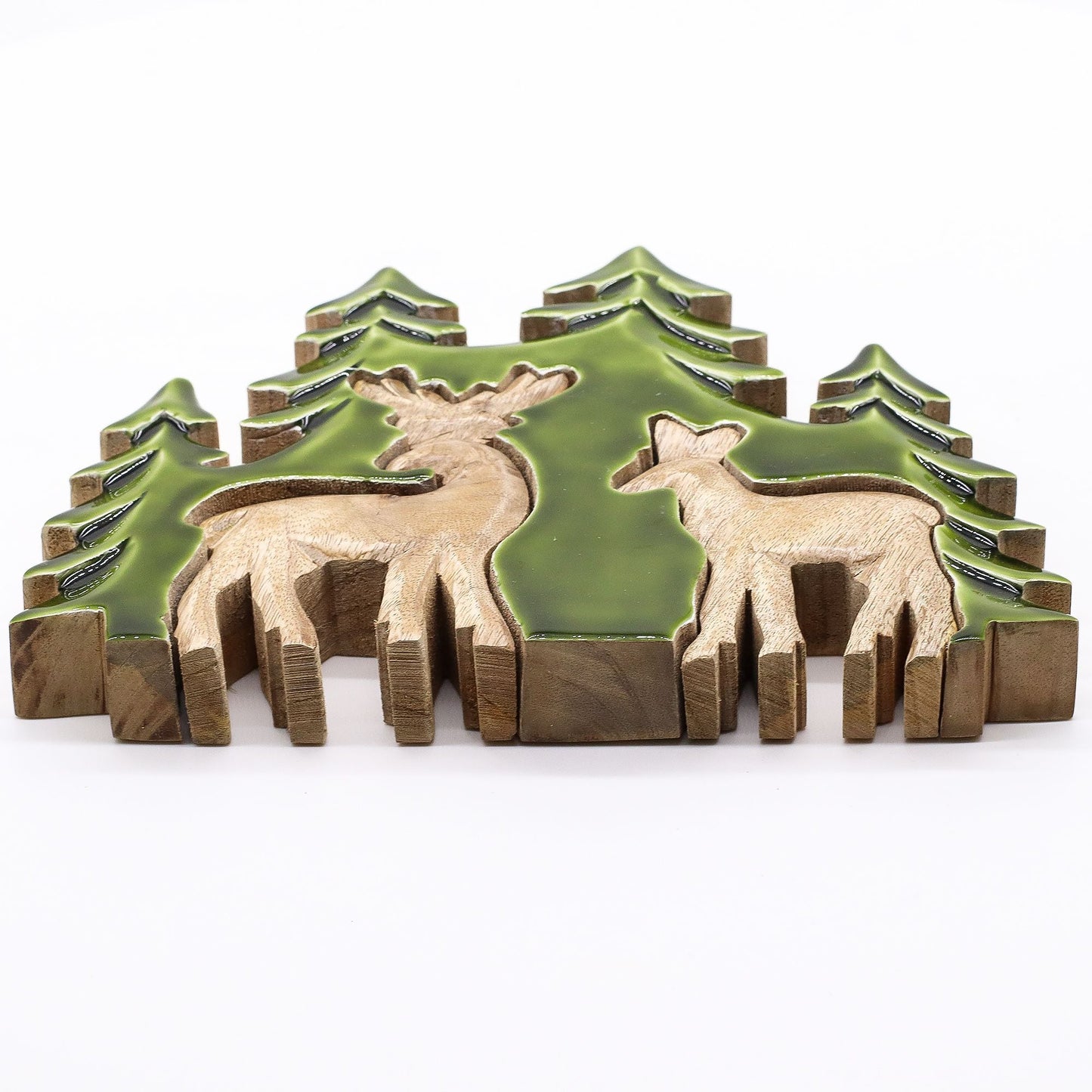 Lost in the Forest - Two Deer in the Forest 3D Wooden Decoration - 18x23cm - Luna Panther