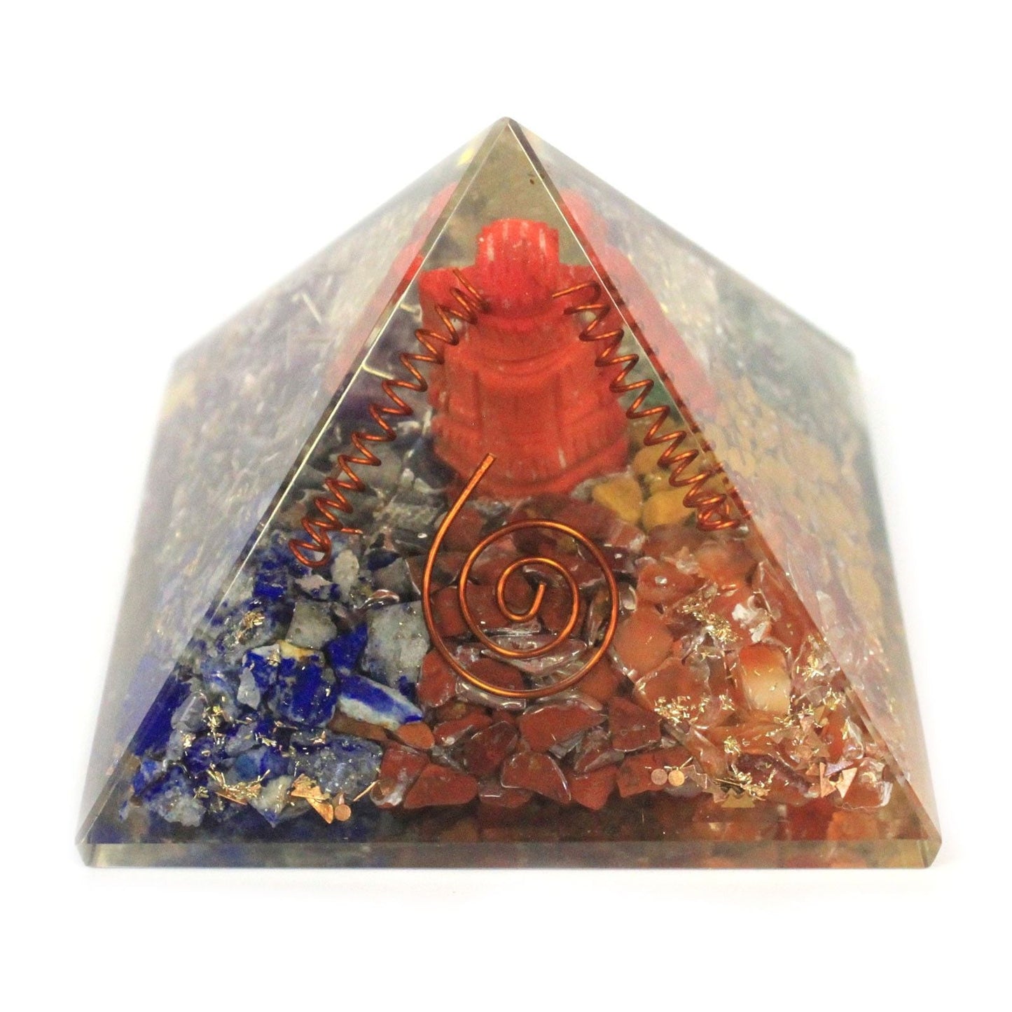 Polished Lrg Orgonite Pyramid 70mm - Ganesh featuring natural patterning and unique variations - Luna Panther