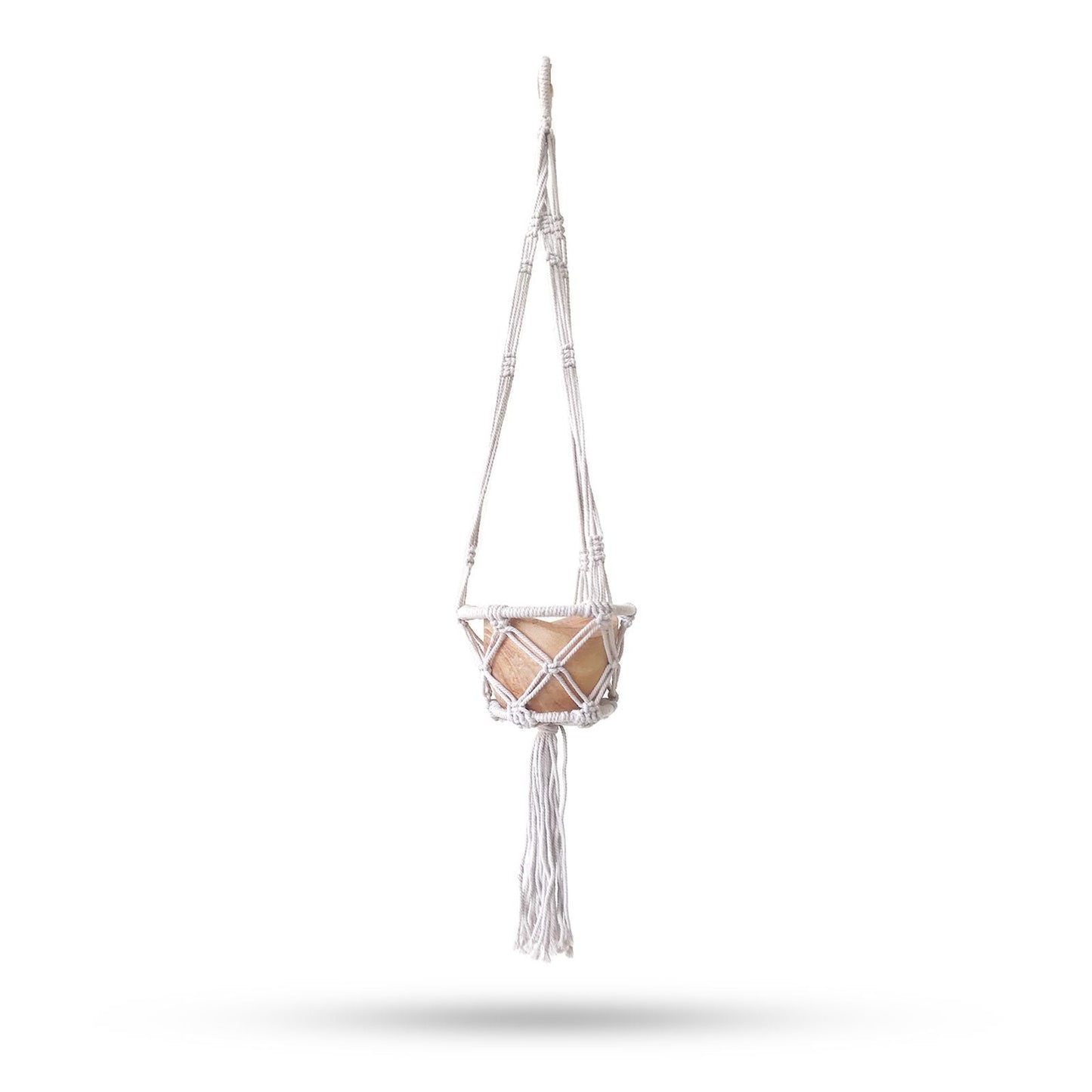 Macrame Hooped Pot Holder Small - Natural - 16cm Hoop - Luna Panther