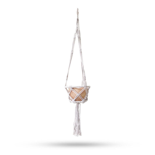 Macrame Hooped Pot Holder Small - Natural - 16cm Hoop - Luna Panther