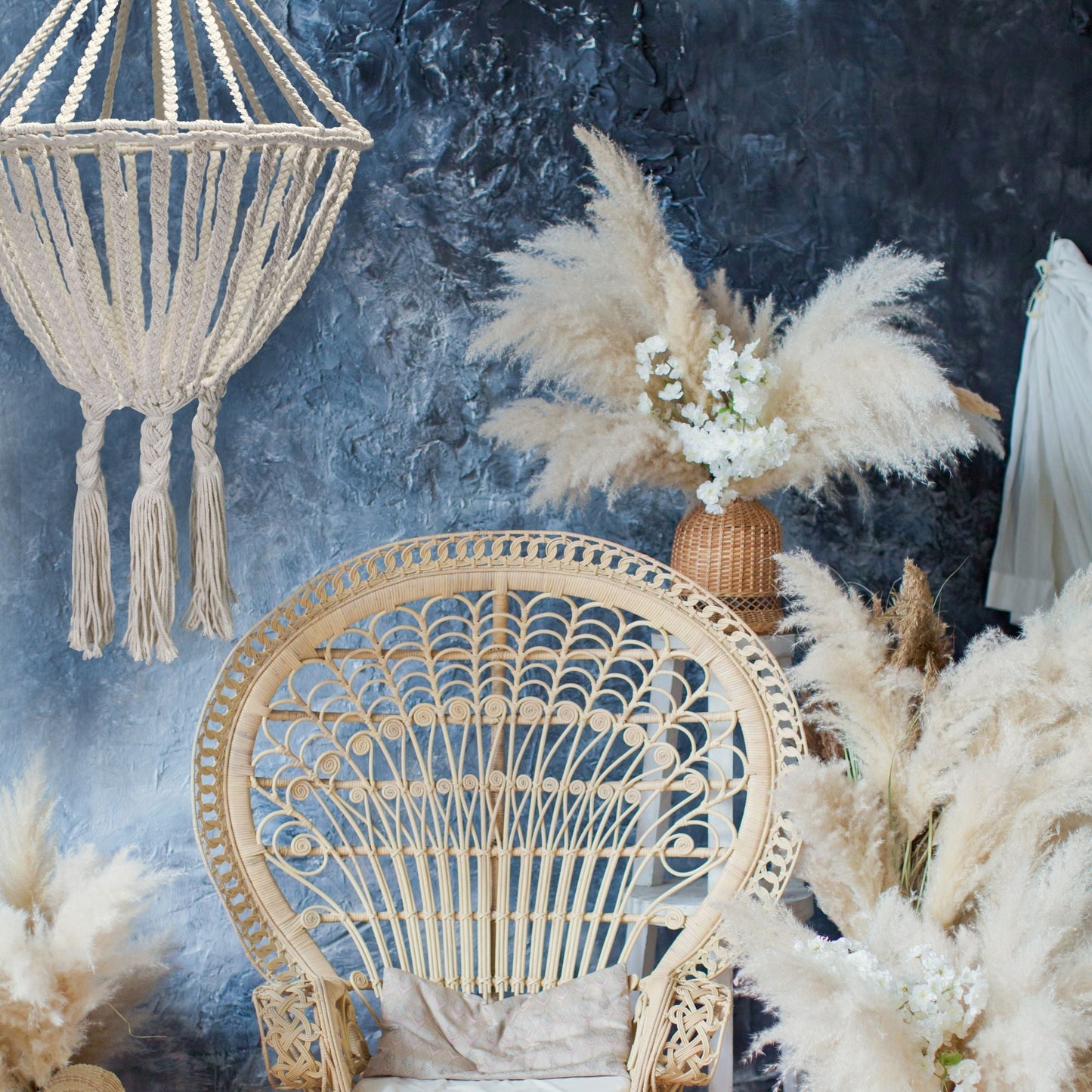 Macrame Large Drop Chandelier - Natural - Luna Panther