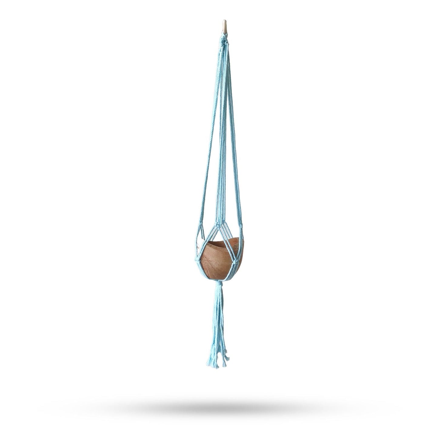 Macrame Pot Holder Classic - Powder Blue Medium Pot - Luna Panther