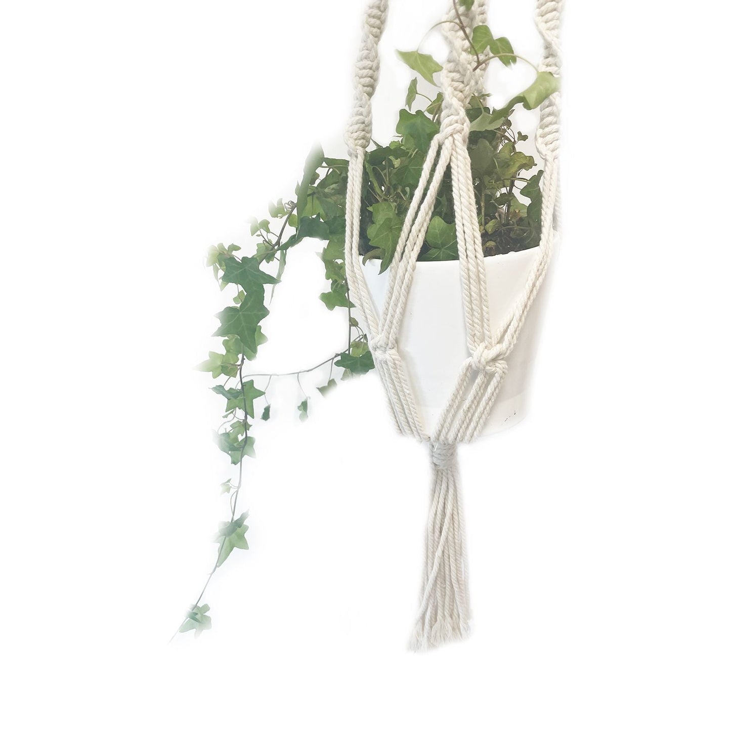 Macrame Pot Holder - Large Pot Holder - Extra Long - Luna Panther