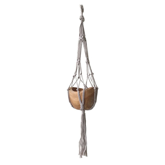 Macrame Small Drop Pot Holder - Beige - 75cm - Luna Panther